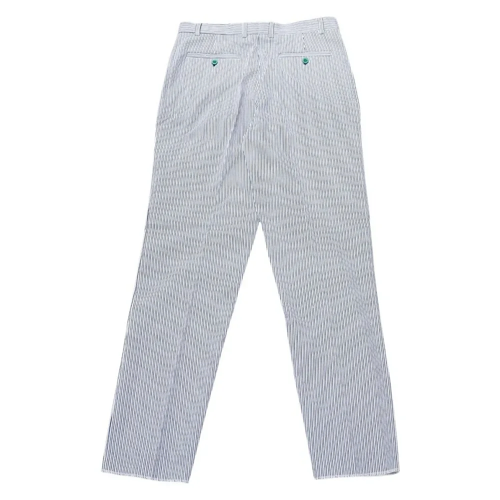 Mens 32 Blue White Textured Stripe Cotton Dress Pants Straight Fit Trousers NWT
